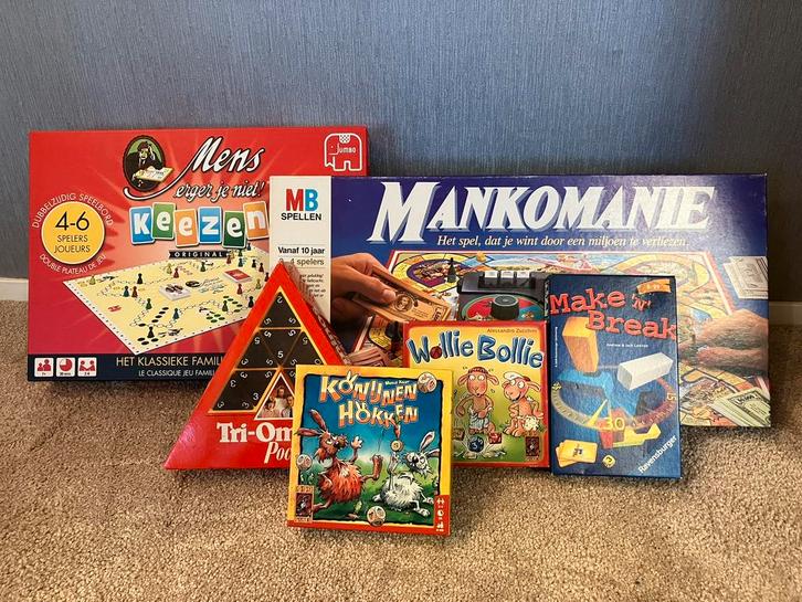 Familiespellen bordspellen, zeer nette staat, Hobby en Vrije tijd, Gezelschapsspellen | Bordspellen, Zo goed als nieuw, Een of twee spelers