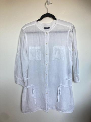 Marc O’ Polo wit linnen blouse tuniek kraagloos lang maat 40 beschikbaar voor biedingen