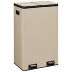 Kwantum Pedaalemmer Duo 60 Liter - Beige, Met pedaal, 50 tot 75 cm, 40 liter of meer, Ophalen of Verzenden