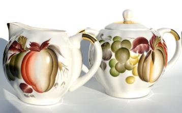 Roomstel Goud decor botanisch bloemen melkkan suikerpot beschikbaar voor biedingen