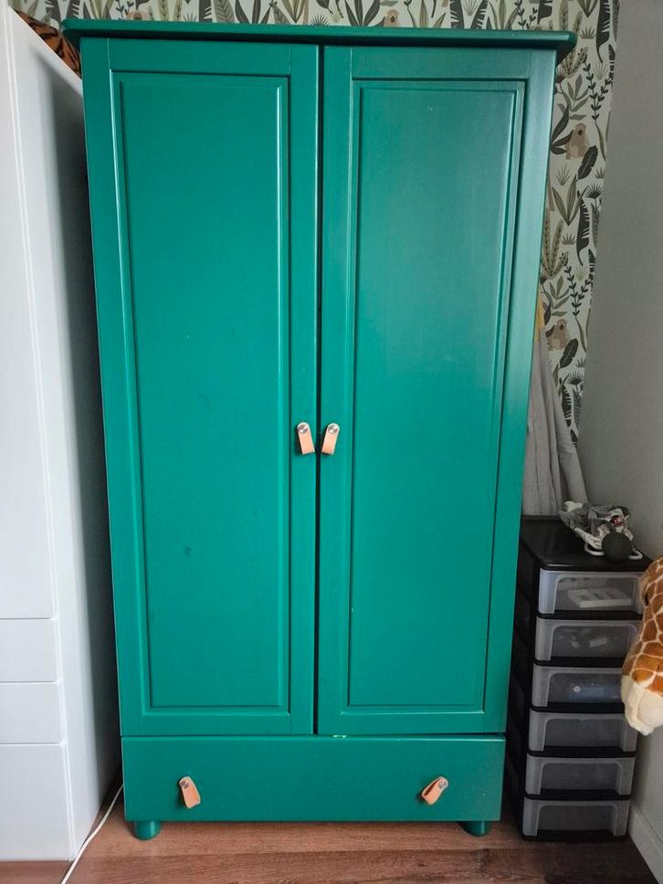 Groene Kledingkast - Zelf Geschilderd, Huis en Inrichting, Kasten | Kledingkasten, Gebruikt, 150 tot 200 cm, 50 tot 100 cm, 50 tot 75 cm