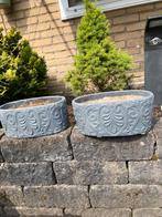 2 grijs ovale bloempotten afmeting 29 x 25,5 x 12 cm, Steen, Minder dan 30 cm, Verzenden, Minder dan 60 cm