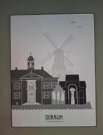 Canvas - Skyline illustratie stad Dokkum, Ophalen