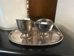 Verzilverde IJscoupes op Dienblad, Antiek en Kunst, Antiek | Goud en Zilver, Ophalen, Zilver