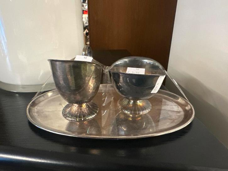 Verzilverde IJscoupes op Dienblad, Antiek en Kunst, Antiek | Goud en Zilver, Zilver, Ophalen