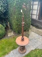 Antiek bijzettafel met lamp, Huis en Inrichting, Ophalen, Minder dan 55 cm, Gebruikt, Rond