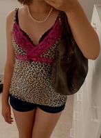 Laced camisole met panterprint, Kleding | Dames, Maat 38/40 (M), Ophalen of Verzenden, Zo goed als nieuw, Korte mouw