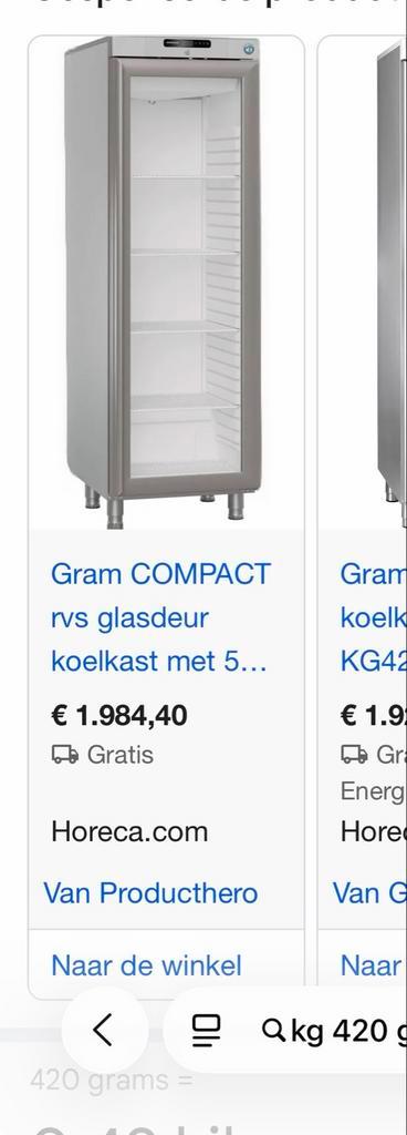 Gram Compact Koelkast met Glasdeur KG 420, Zakelijke goederen, Horeca | Keukenapparatuur, Koelen en Vriezen, Ophalen of Verzenden