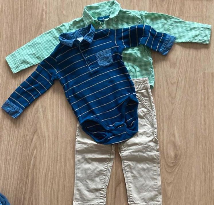 Ralph Lauren Set Maat 86 (18 mnd) - Broek, Romper & Blouse, Ophalen, Zo goed als nieuw, Jongetje, Setje