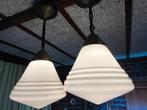 Set antieke art deco plafondlampen, hanglampen, melkglas, Ophalen