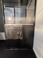 Vintage Mewaf Vitrinekast - Zwart Overgespoten, Huis en Inrichting, Kasten | Vitrinekasten, Ophalen, Gebruikt, 25 tot 50 cm, 150 tot 200 cm