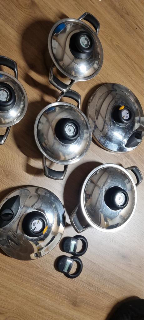 Amc starline pannenset, Huis en Inrichting, Keuken | Potten en Pannen, Gebruikt, Pannenset, Rvs, Inductieplaat, Keramische plaat