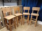 4 Barkrukken Douglas hout, Ophalen, 60 tot 90 cm, Nieuw, Hout