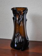 Zware Murano Glas Vaas Donker Amberkleurig 25 cm, Antiek en Kunst, Ophalen