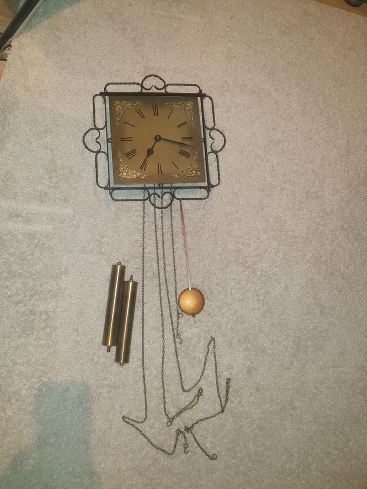 Vintage Wandklok met Slinger en Gewichten, Antiek en Kunst, Antiek | Klokken, Ophalen of Verzenden