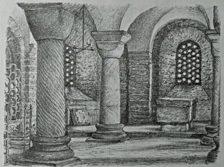 Stad Utrecht ... Crypte St Pieter ..., Antiek en Kunst, Kunst | Tekeningen en Foto's, Ophalen of Verzenden