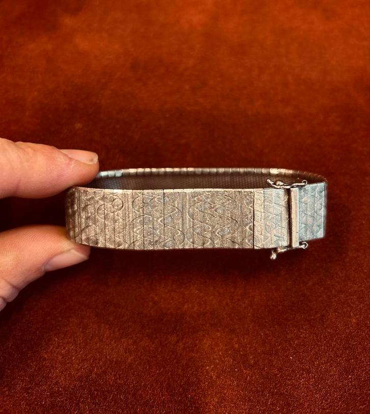 Zilveren Armband met Patroon, Sieraden, Tassen en Uiterlijk, Armbanden, Gebruikt, Zilver, Zilver, Ophalen of Verzenden