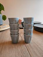 8 Espresso Kopjes van HEMA - Grijs/Lichtblauwig, Ophalen, Gebruikt, Effen, Kop(pen) en/of Schotel(s)