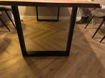 Houten tafel met stalen poten - 2x1 meter, Huis en Inrichting, Tafels | Eettafels, Ophalen, Gebruikt, 200 cm of meer, 50 tot 100 cm
