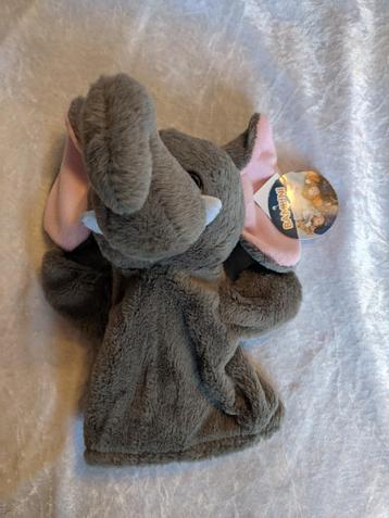 Nieuwe handpop olifant, poppenkast pop, zacht pluche, stof beschikbaar voor biedingen