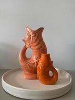 Set oranje vis waterkan vaas - nieuw, Aardewerk of Porselein, Nieuw, Oranje, Ophalen of Verzenden