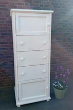 Witte brocante ladekast halkast, Ophalen, 50 tot 100 cm, 3 of 4 laden, 150 tot 200 cm