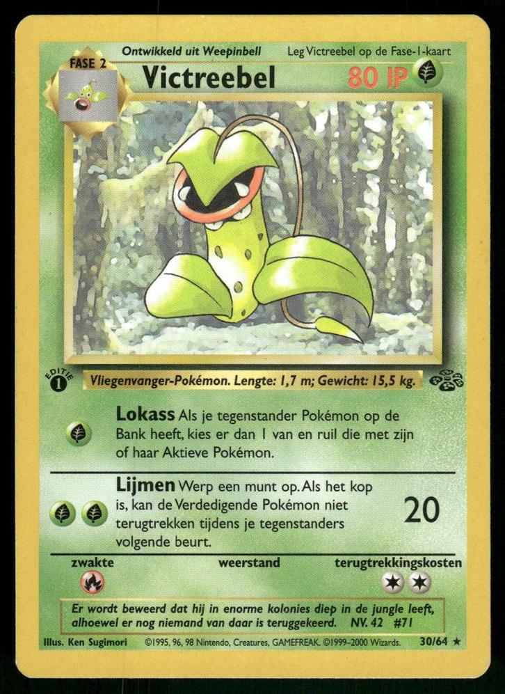 Victreebel 30/64 - Jungle (1st edition) (NL) (NM), Hobby en Vrije tijd, Verzamelkaartspellen | Pokémon, Gebruikt, Verzenden