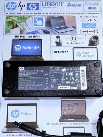 HP 120W 18.5V 6.5A -19.5V 6.15A -19.5V 4.74A Adapter oplader
