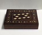 Vintage houten speelkaarten - opbergdoosje., Antiek en Kunst, Ophalen of Verzenden