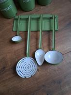 Groen emaille lepelrek saus, soep, opscheplepel schuimspaan, Ophalen of Verzenden