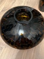 Ronde panterprint vaas, Huis en Inrichting, Woonaccessoires | Vazen, Ophalen, Gebruikt, Zwart, Glas