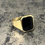 14 karaats gouden zegelring onyx steen, Sieraden, Tassen en Uiterlijk, Ringen, Ophalen of Verzenden, Nieuw, Goud, Heer