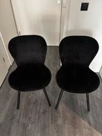 4 Zwarte Fluwelen Eetkamerstoelen - Leen Bakker, Ophalen, Zwart, Zo goed als nieuw, Vier