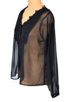 Repeat top, doorschijnende blousetop, blouse, Mt. M, Verzenden, Zwart, Zo goed als nieuw, Maat 38/40 (M)