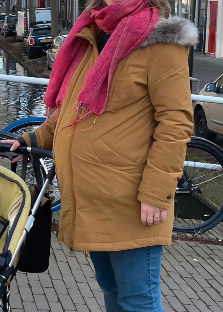 Zwangerschaps Winterjas Noppies maat L incl. Inzetstuk, Kleding | Dames, Positiekleding, Gedragen, Maat 42/44 (L), Bruin, Ophalen of Verzenden