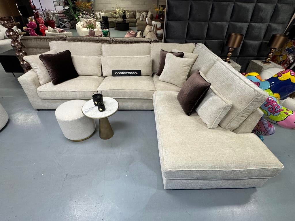 Luxe Velvet Teddy Hoekbank Pocket 310x250cm Beige Wit NIEUW, Huis en Inrichting, Banken | Bankstellen, Nieuw, Hoekbank, Vierpersoons of meer