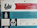 SHOWCARD EDY WASMACHINE, HEEMAF MOTOR, JAREN VIJFTIG, Ophalen of Verzenden, Zo goed als nieuw, Reclamebord