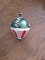 oude glazen kerstbal groen zilver rood en gesuikerde strepen, Diversen, Kerst, Ophalen of Verzenden, Gebruikt