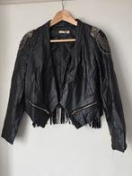 Nep leren jas met franjes - maat S / 36, Kleding | Dames, Jassen | Zomer, Zwart, Ophalen of Verzenden, Zo goed als nieuw, Maat 36 (S)