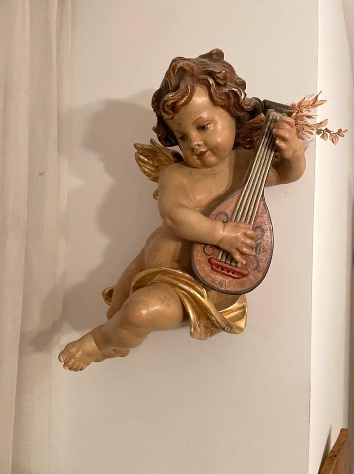 Engel met Luit - Decoratief Beeld, Antiek en Kunst, Kunst | Beelden en Houtsnijwerken, Ophalen