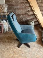 Vintage Draaifauteuil Blauw, Huis en Inrichting, Fauteuils, Gebruikt, Minder dan 75 cm, 75 tot 100 cm, Ophalen