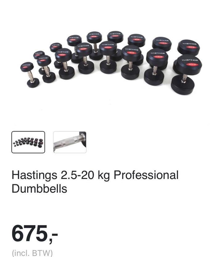 Hastings Dumbbells 2.5-20kg - Professionele kwaliteit, Sport en Fitness, Fitnessmaterialen, Nieuw, Dumbbell, Armen, Ophalen