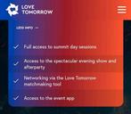 Love Tomorrow Summit ticket  24 juli, Tickets en Kaartjes, Eén persoon