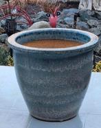 Bloempot terracotta keramiek           25 cm 
BLAUW  dessin, Steen, Rond, Zo goed als nieuw, Minder dan 40 cm
