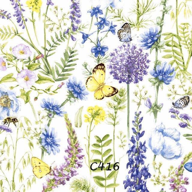 Servetten decoupage/bullet journal – bloemen + vlinders C416, Hobby en Vrije tijd, Knutselen, Nieuw, Materiaal, Verzenden