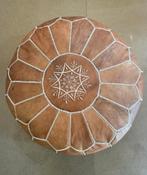 Nieuwe Marokkaanse handgemaakte leren poef, gevuld, Minder dan 50 cm, Rond, Nieuw, Ophalen of Verzenden