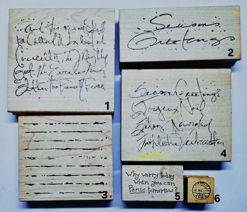Keuze uit 5 houten stempels Script van Art Impressions, Hobby en Vrije tijd, Stempelen, Zo goed als nieuw, Houten stempel, Ophalen of Verzenden