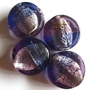 4x Tweekleurige grote silverfoil glas kralen 25 mm beschikbaar voor biedingen