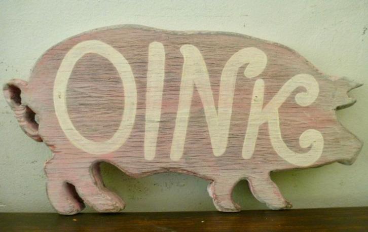 Handbeschilderd uniek houten varkentje OINK / Farm to table, Kinderen en Baby's, Kinderkamer | Inrichting en Decoratie, Nieuw
