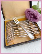 Brocante vorkjes high tea oud bestek verzilverd, Ophalen of Verzenden